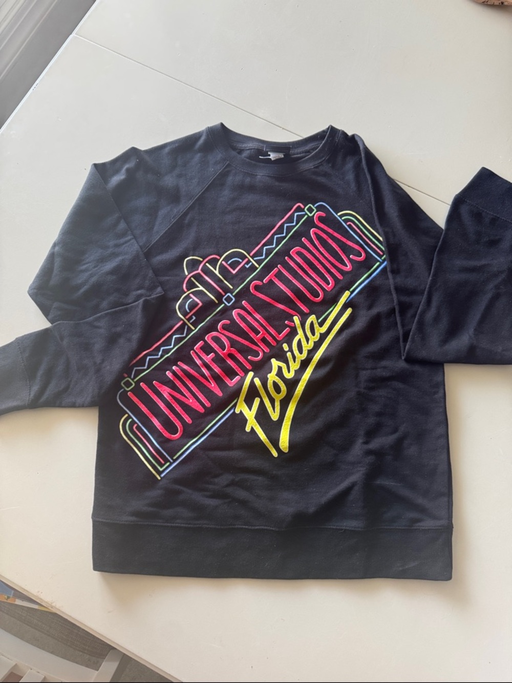Universal Studios Florida Neon Logo Black Crewneck Sweatshirt